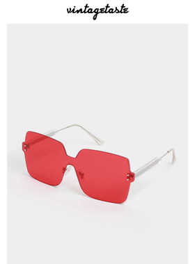 VINTAGETASTE 方形一片式时髦彩色pc墨镜防紫外线显脸小太阳眼镜