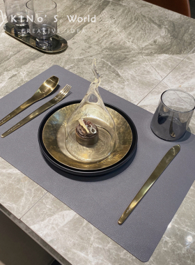 轻奢风会所餐具玻璃黄铜组合摆件