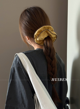 黄色系波点大肠发圈头绳女慵懒风