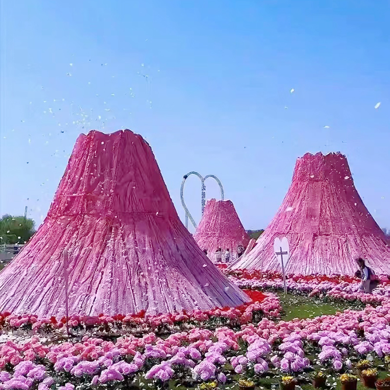 新款网红充气粉色火山大型户外活动节日庆典美陈装饰求婚气模定制 - 图0