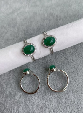 天然东陵玉戒指女白铜托开口简约日韩戴妃款时尚百搭水晶饰品礼物