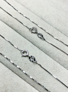 S925银链女 盒子链锁骨链搭配吊坠细链0.6mm银饰简约颈链时尚饰品