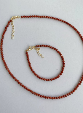 3mm金砂石项链手链女款切面金沙石小珠子清新简约时尚百搭饰品