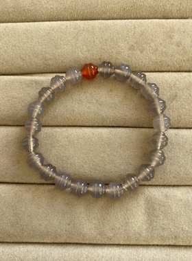 天然灰玛瑙手链8mm搭配红玛瑙