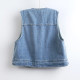 ເສື້ອຢືດ denim ດອກ embroidered ວ່າງຂອງແມ່ຍິງ