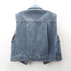 Small man with denim vest for women makes her look slim