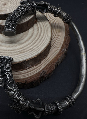 胤喜手工 黑神话金箍棒手镯复古百搭银饰