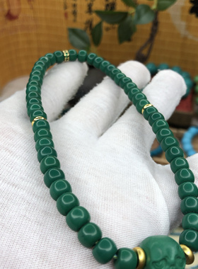 湖北原矿高瓷6mm果冻料绿松石直切老型手串对珠项链隔配珠