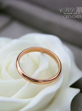 韩剧风玫瑰金色钛钢防过敏尾戒