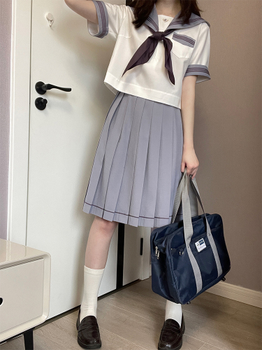 【月野HOUSE】*藤津高*原创JK制服温柔灰紫水手服夏服中间服