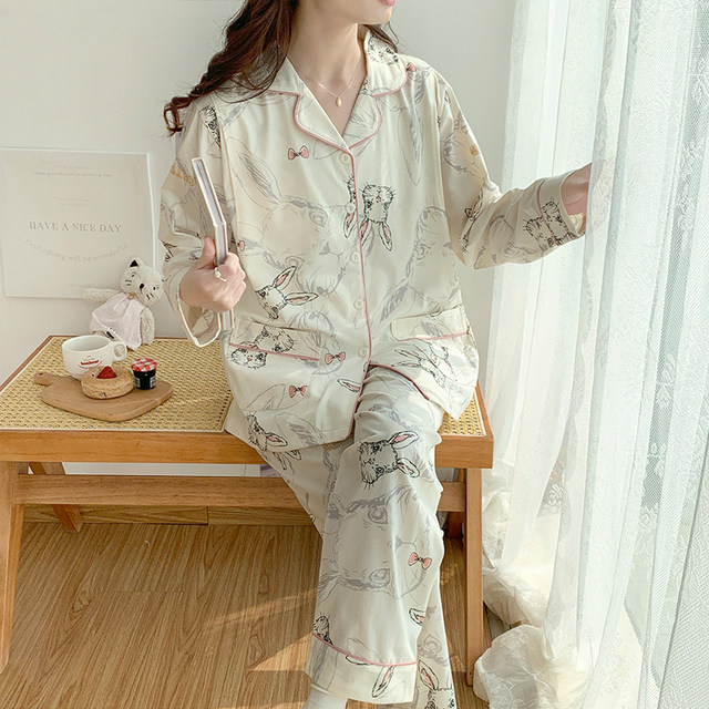 Confinement clothing October pure cotton spring and autumn style postpartum maternal lactating pregnant women pajamas autumn and winter home clothing set