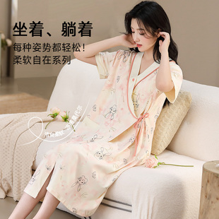 莫代尔带胸垫月子服待产裙孕妇睡衣