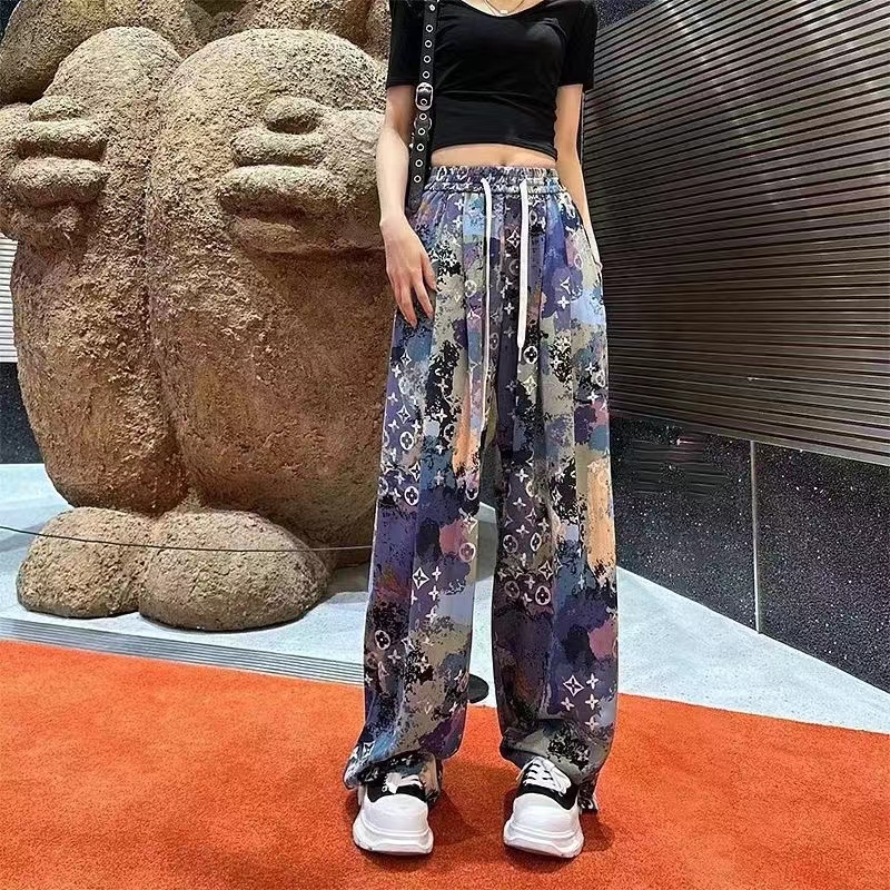 fashiontrends印花冰丝阔腿裤垂感阔腿裤，个性感满满-第5张图片-提都小院