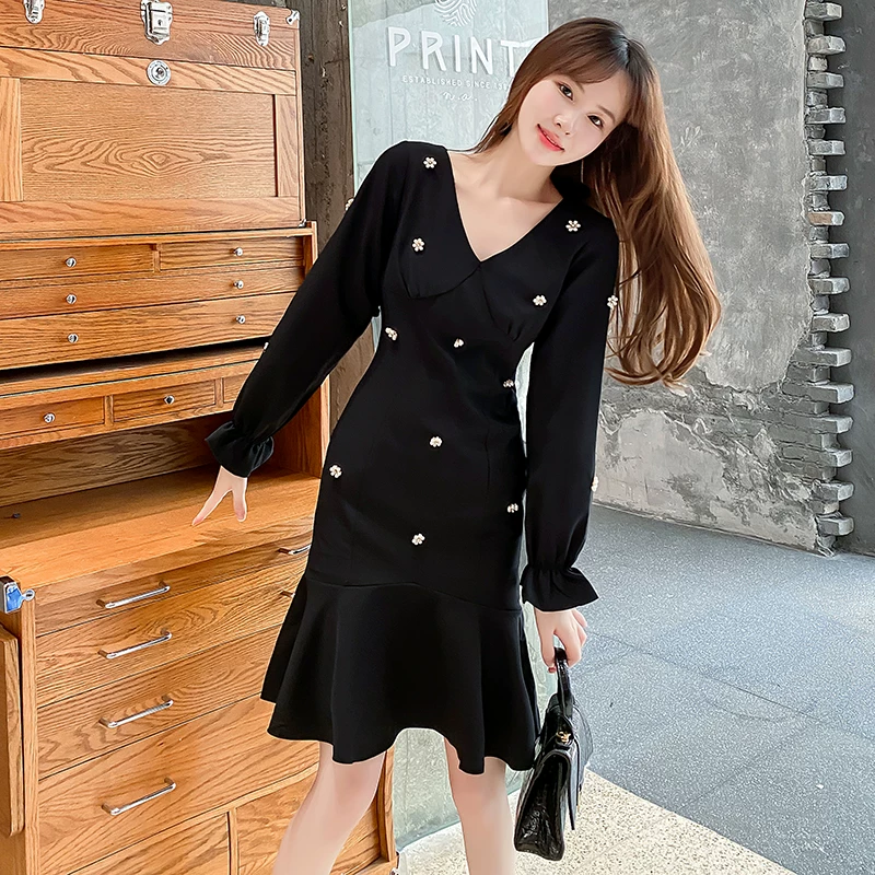 Модное ретро вечернее платье, французский стиль, puff sleeves