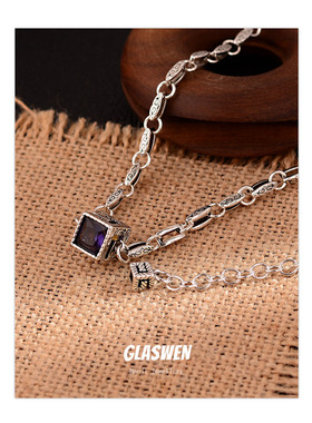 双色立方体项链轻奢小众