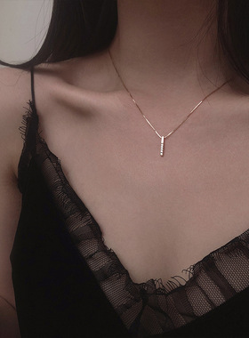 s925纯银长条几何项链女韩版锁骨链简约网红气质个性清新轻奢全新