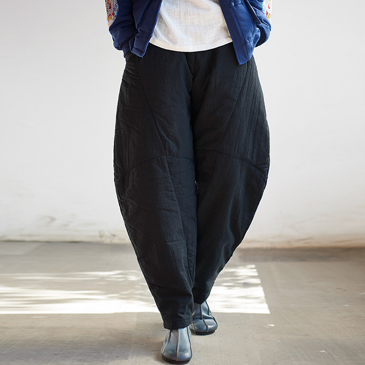 2021冬季棉麻夹棉灯笼裤宽松阔腿裤女胖mm大码瑜伽裤亚麻长裤子,淘宝优惠券,粉丝福利购,淘宝优惠卷
