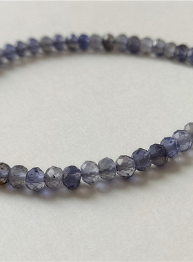 天然堇青石刻面手链水蓝紫色闪耀盘珠 轻奢冷淡风精致女礼物