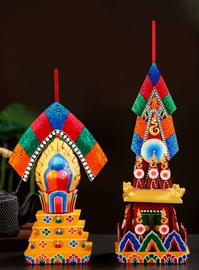 实木手工彩绘复古佛堂供奉摆件