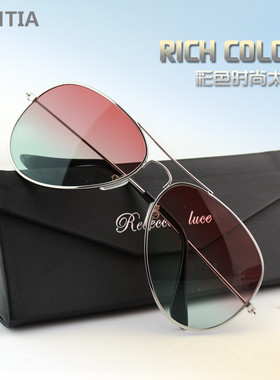 太阳镜装饰双色英伦时尚色蛤蟆镜