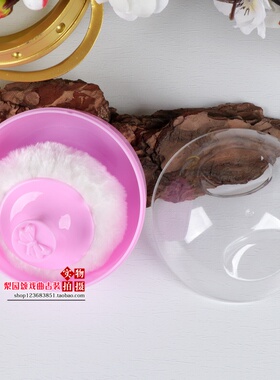 新款戏曲化妆用品影视摄影化妆美妆定妆粉散粉手柄款毛绒圆型粉扑