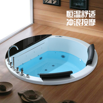 Acrylic round embedded double surf massage intelligent thermostatic bath pool 1 5 1 7 m waterfall lovers