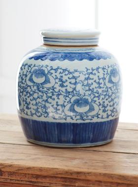 景德镇青花瓷喜字罐装饰摆件花器