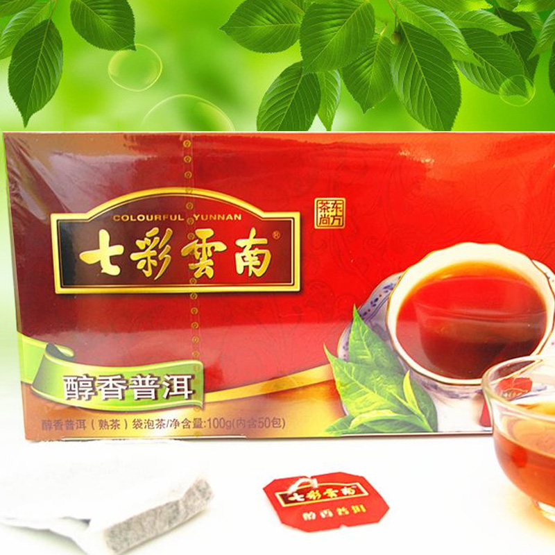 七彩云南庆丰祥普洱茶熟茶 醇香普洱袋泡茶叶100g 50袋2g/袋方便