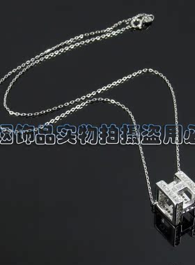 925银微镶立方体镂空女士吊坠