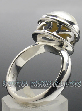 珍珠纯银送女友生日礼物彩宝戒指