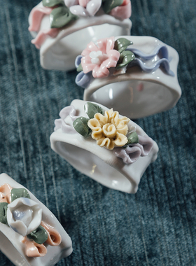 陶瓷纸巾环圆形欧式烛光晚餐摆件