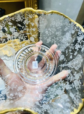 新品 蚀刻鎏金双耳果盘