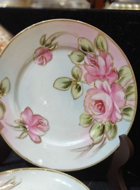 日本手绘玫瑰花一杯两碟套装