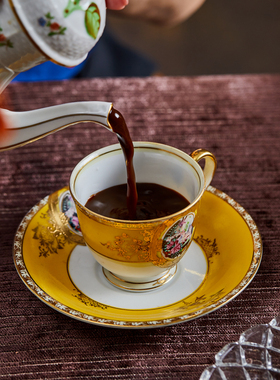 咖啡杯ins鎏金手绘欧式风摆件