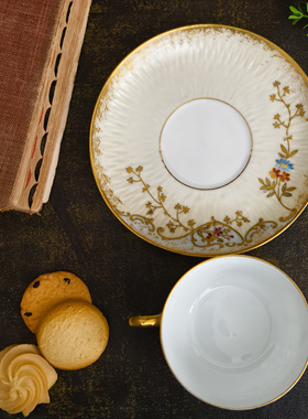 法国茶杯咖啡杯双耳鎏金奢华家居