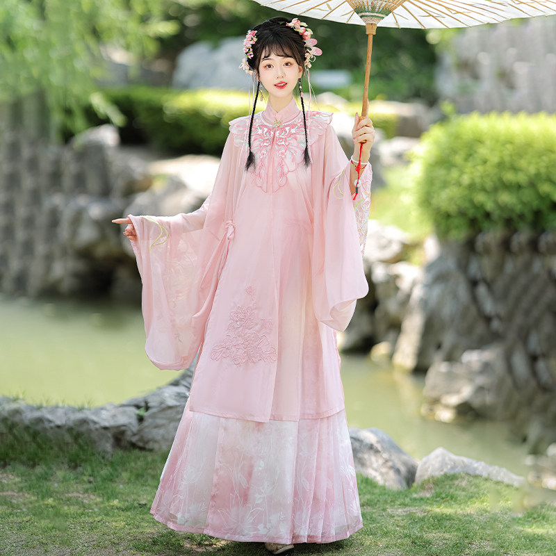 新款原创夏款簪花汉服女明制粉色云肩重工刺绣立领斜襟马面裙套装,淘宝优惠券,粉丝福利购,淘宝优惠卷