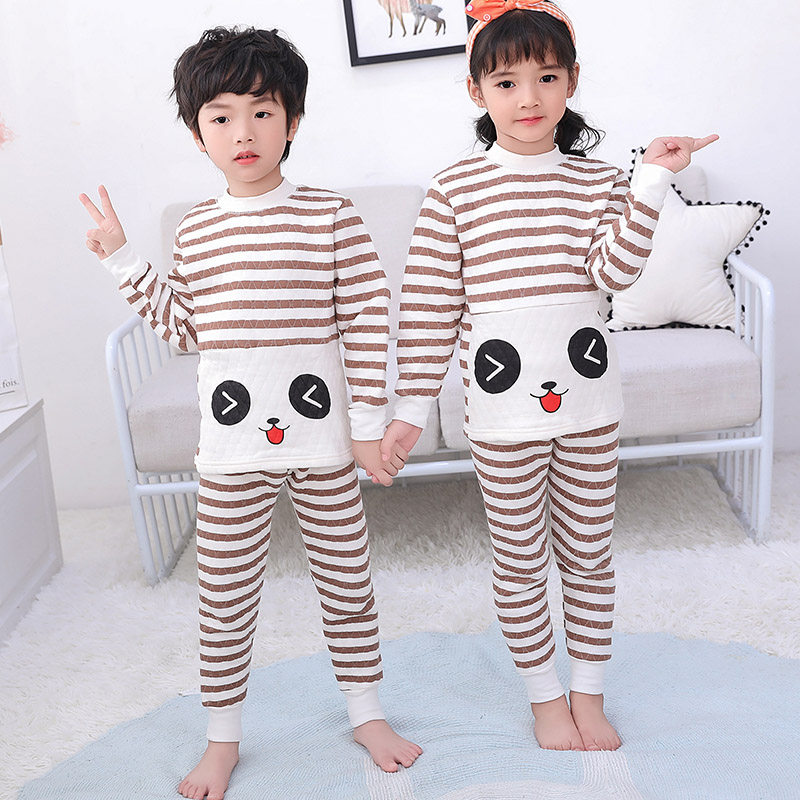 儿童三层保暖内衣套装纯棉加厚夹棉男童女童打底衫中大童秋冬睡衣,淘宝优惠券,粉丝福利购,淘宝优惠卷