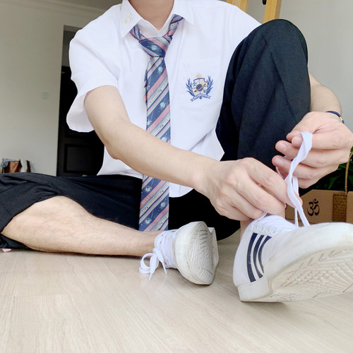 定金ing 彼星CP |青物社新款刺绣DK衬衫男女JK制服校园情侣白衬衣 - 图2