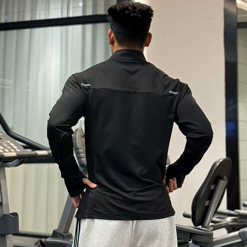 纯色速干半拉链长袖男美式篮球训练服修身户外健身足球服运动t恤,淘宝优惠券,粉丝福利购,淘宝优惠卷