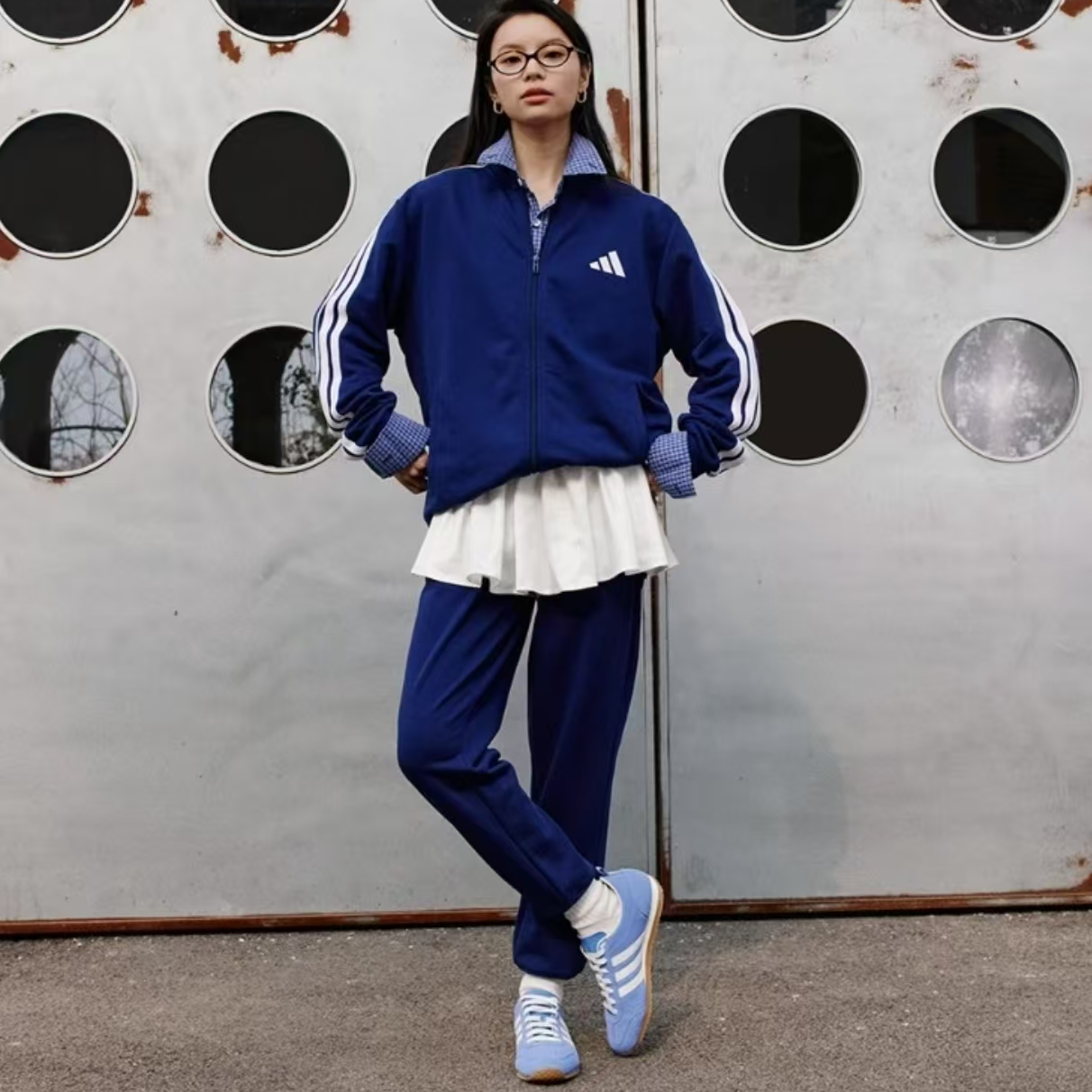 Adidas阿迪达斯正品健身服装女套装男休闲时尚百搭舒适长袖JZ0109 - 图0