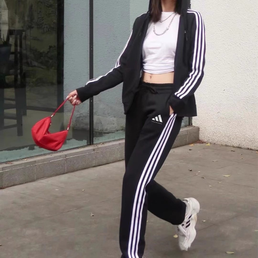 正品adidas阿迪达斯运动裤女裤宽松直筒大码阔腿爆款健身收口长裤,淘宝优惠券,粉丝福利购,淘宝优惠卷