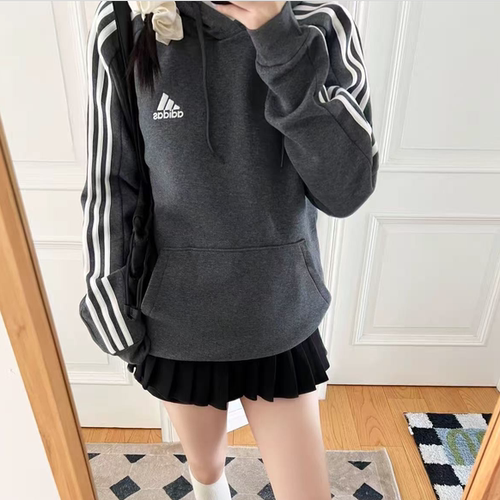 Adidas阿迪达斯正品秋季2026爆款经典三条杠运动百搭复古休闲卫衣 - 图1