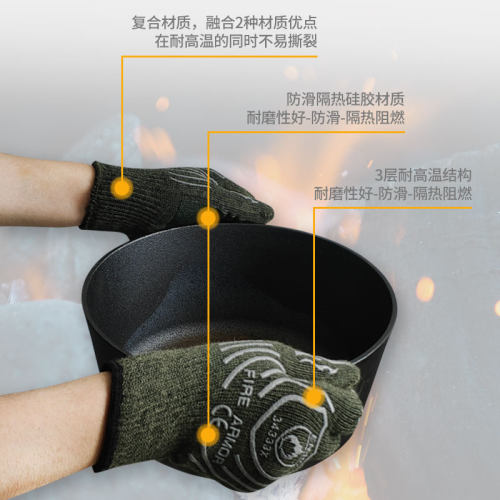 雪狼FIREARMOR户外阻燃隔热手套BBQ烧烤耐高温防烫篝火柴火炉防护-图2