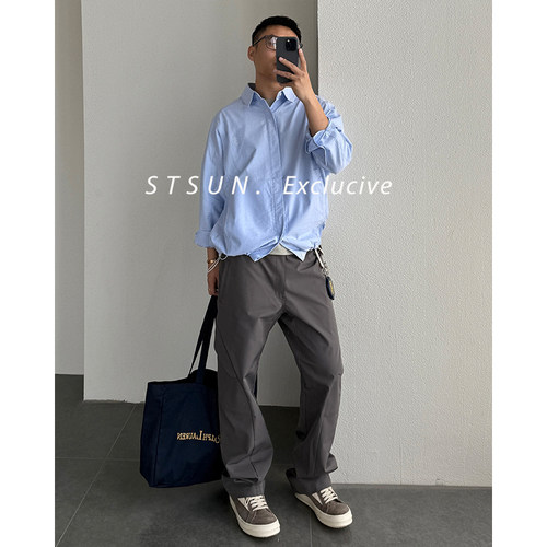 【STS】Right Shiets牛津纺廓形 多裁片慵懒高级清爽百搭衬衫外套 - 图2