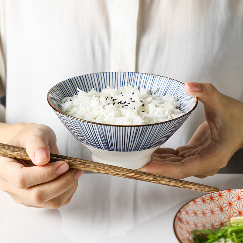 日式陶瓷餐厅小汤面条碗甜品沙拉雪糕碗家用斗笠米饭碗冰粉碗商用 - 图1