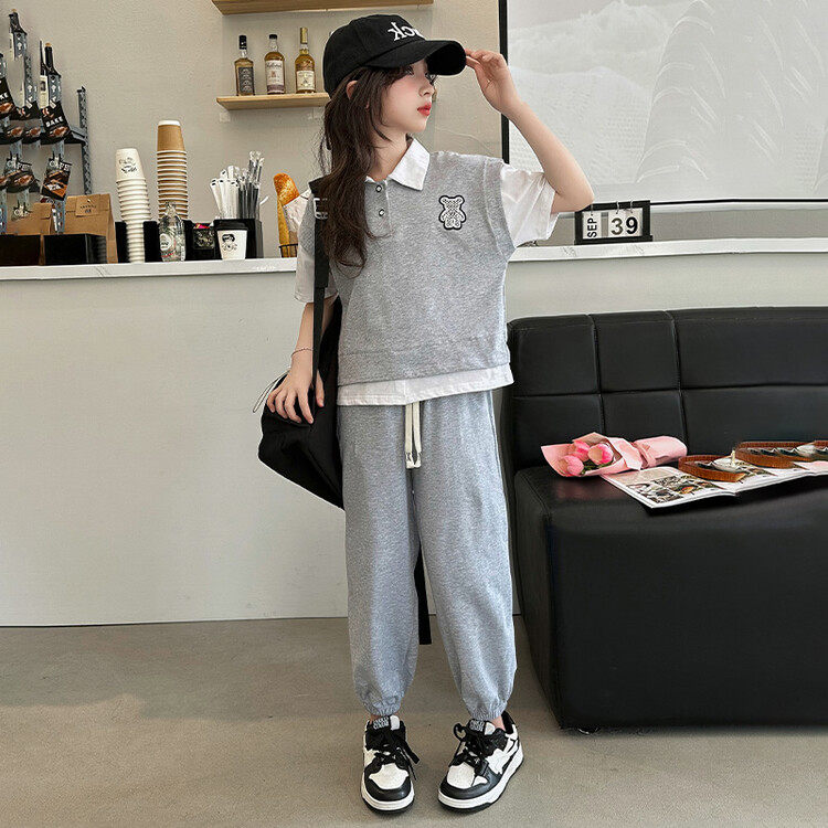 小学生2024夏季新款条纹衬衫套装宝宝短袖制服百褶裙洋气,淘宝优惠券,粉丝福利购,淘宝优惠卷