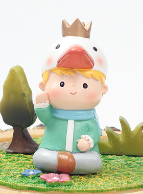 卡通风小王子狐狸驯养汽车摆件