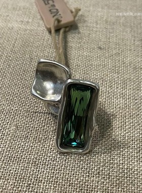 国/现绝版 西班牙小众潮牌UNOde50绿水晶戒指 欧美轻奢做旧手工