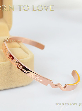 废话钛钢玫瑰金色手环