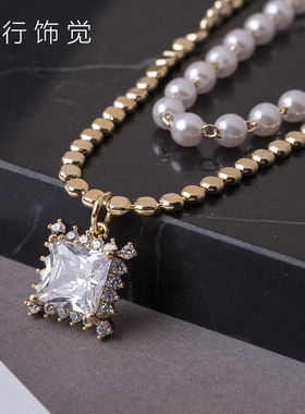 流行饰觉四方锆石手工女链条日韩